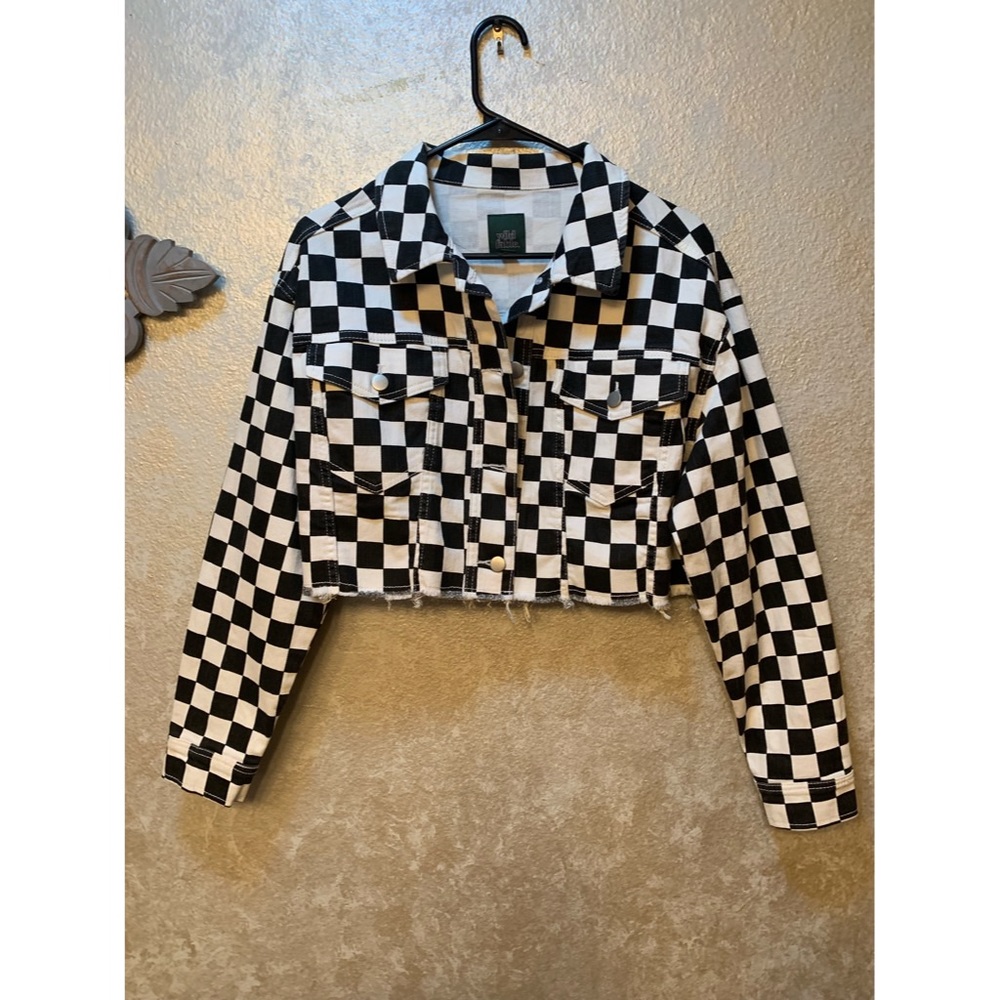 Wild Fable checkered crop top denim jacket!